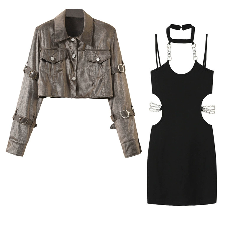 Glass belt, jacket, shirt, autumn