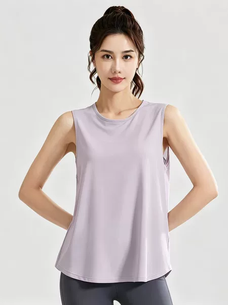 Summer Women's Solid Color Sleeveless Vest, Loose Casual Round Neck Pullover Top, Breathable Basic Vest