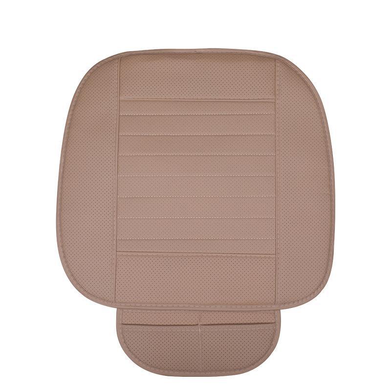 Universal Car Seat Cushion Single Piece Breathable PU Leather Seat Cover (Seat cushion, seat cover) - front-single-piece-without-bamboo-charcoal-beige