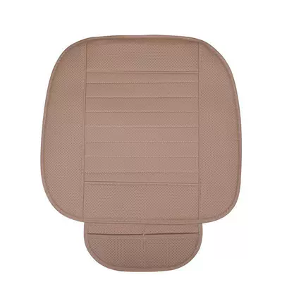 Daifa car seat cushion four seasons Universal single piece non-backrest bamboo charcoal cushion Main driving punching PU leather breathable seat cover (Seat cushion, seat cover) - front-sheet-without-bamboo-charcoal-beige