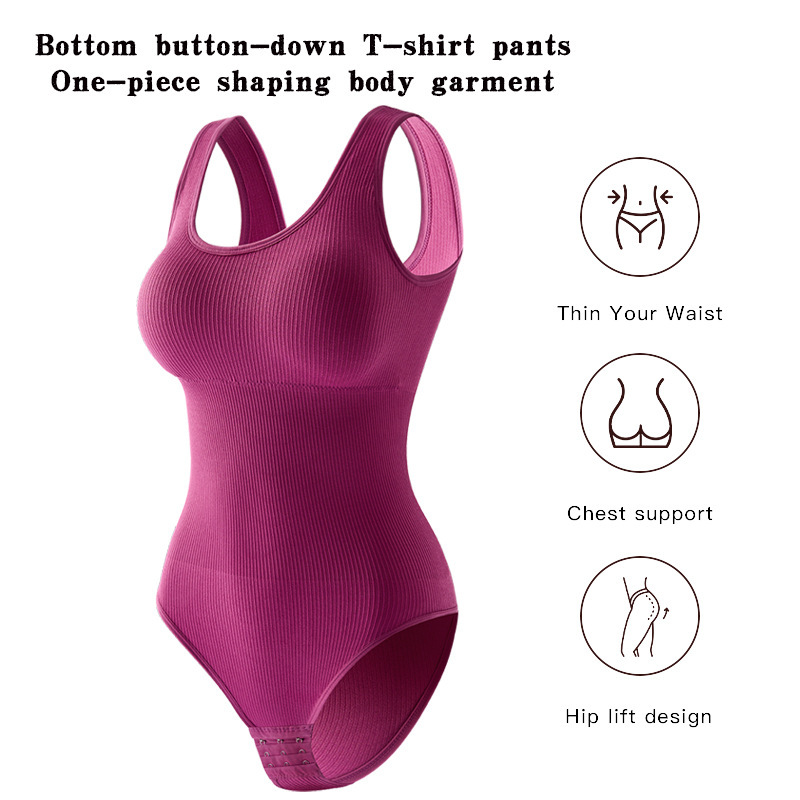 Cross-Border One-Piece Shapewear Sexy Backless Lingerie with Chest Pads, Sports Yoga Triangle Style, Buttoned Crotchless Body Shaper