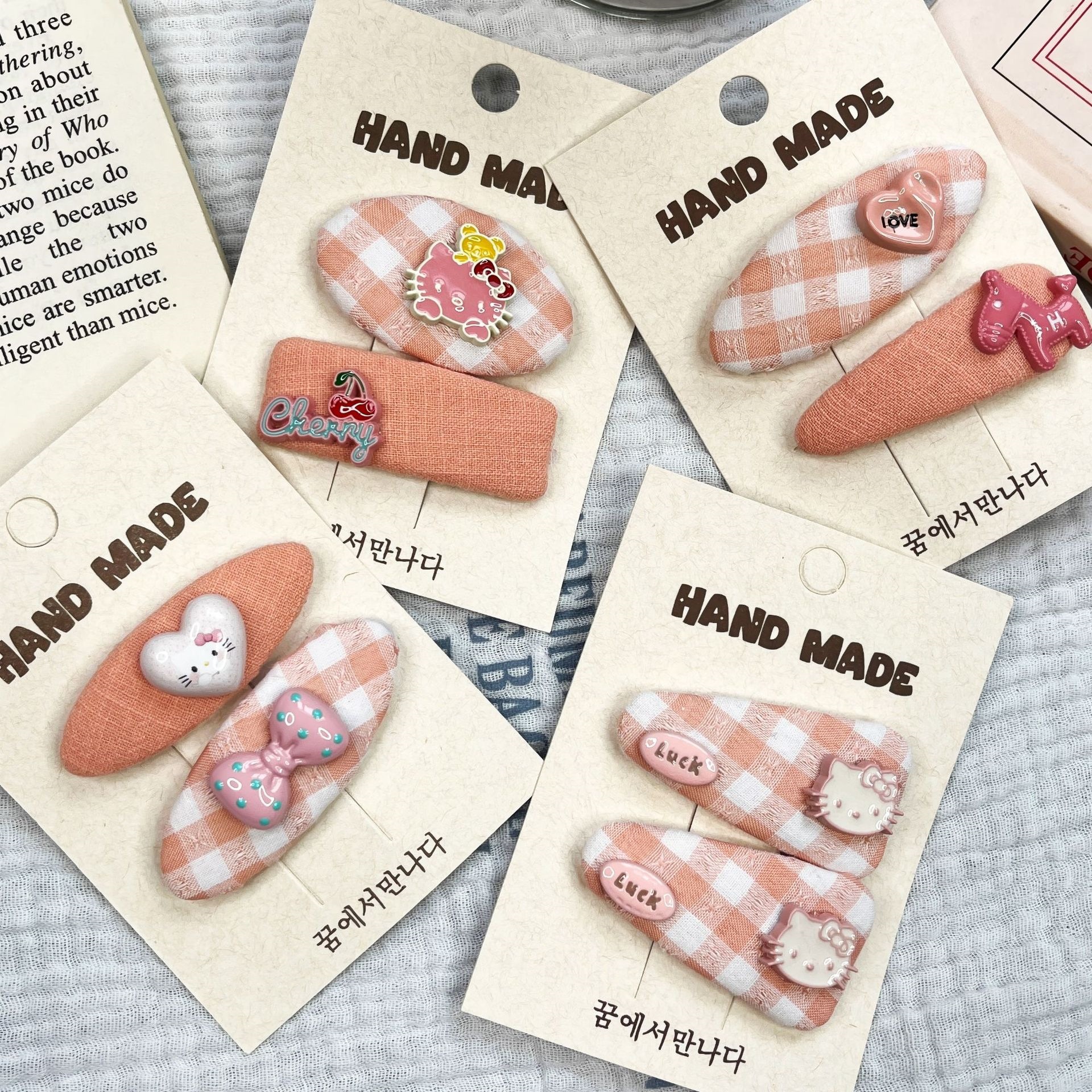 Dulces pinzas de pelo rosa, corazón de niña, dibujos animados, bichos de oso, pinzas de boca de pato, pinzas laterales de amor, nuevos pinzas de pelo infantil
