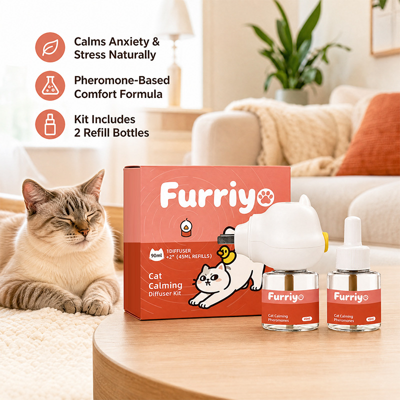 Furriyo cat calming diffuser is a product for soothing and calming cats' emotions, used in daily cat care