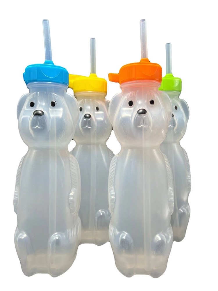 Entrenamiento muscular de la boca del oso de botella, taza de aprendizaje para niños, herramientas de ejercicio de tragar agua, juguetes de boca cerrada, paja
