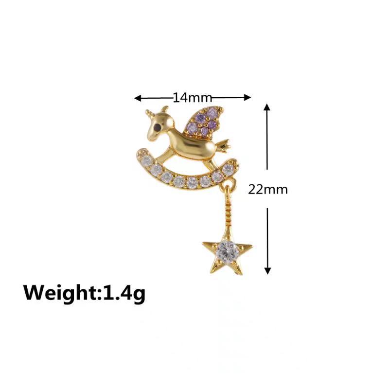 angel wings ear bone nails creative piercing asymmetric earrings