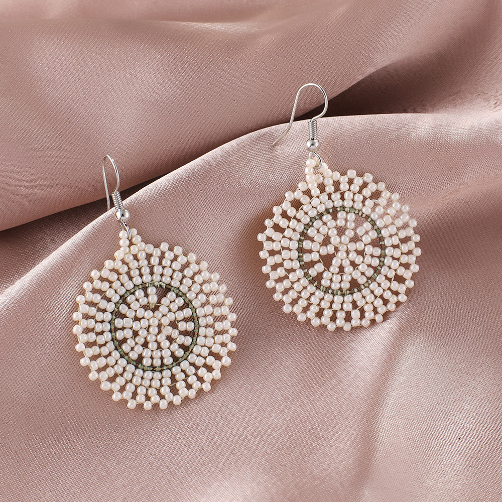 22g Weight Steel, Iron Ear Needle Material Drop Earrings Classification 1 Pair Quantity Holiday, Daily Occasion Seed Bead Material Geometric Pattern Women's Gender Beaded Design Bohemian Style 1 Pair Bohemian Geometric Beaded Seed Bead Drop Earrings 9