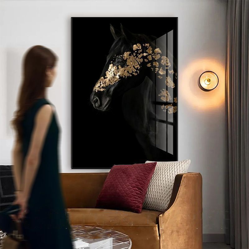 Black Horse Decorative Painting Photography Black and White High-End Wall Art Office Nordic Painting Light Luxury Wall Art Black Horse Decorative Painting Photography Black and White High-End Wall Art Office Nordic Painting Light Luxury Wall Art