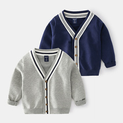 Boys sweaters wholesale 2022 autumn Korean style children's V-neck cardigan baby fashion casual tops dropshipping
