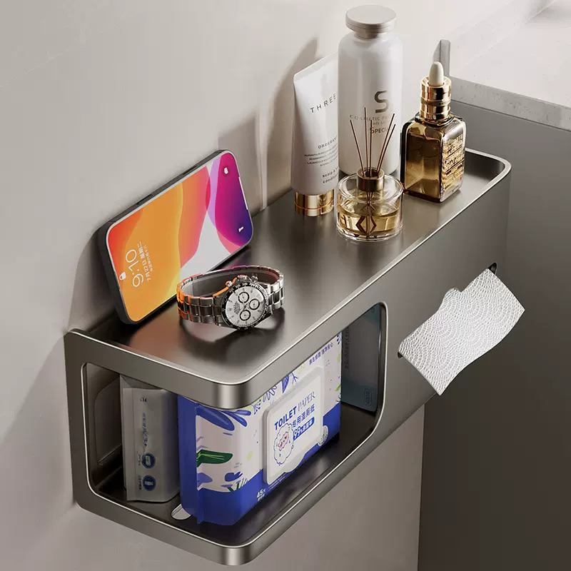 卫生间纸巾盒壁挂厕纸盒洗手间厕所抽纸收纳盒免打孔洗脸巾置物架