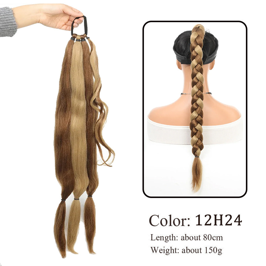 Cauda de cabello peluca comercio exterior Europa larga extensión de cabello entrelazado trenzada trenzada adornos de cabello spot al por mayor doble cola de cabello