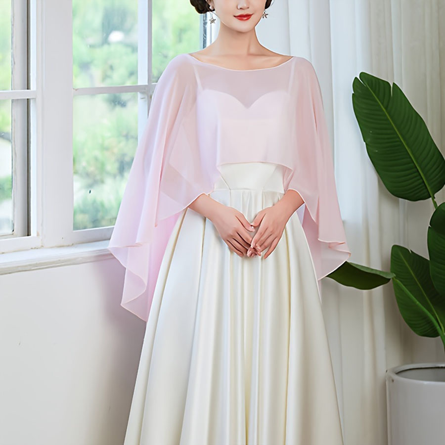 Chaqueta corta de color sólido capa de chiffón de cuello redondo delgada suelta y transpirable chal solar para salir al abrigo simple