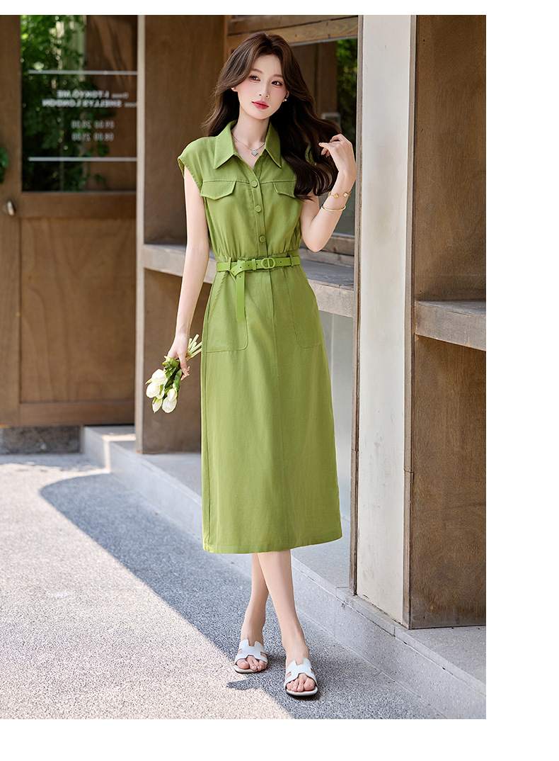 Đầm maxi nữ cổ bẻ tay ngắn dáng suông kèm khăn lụa AH8635 — Màu ảnh chi tiết 22