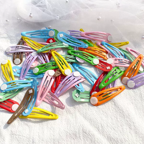 5cm painted resin BB clip with white backing, colorful children's hair clip, high-quality side clip, water drop clip accessory