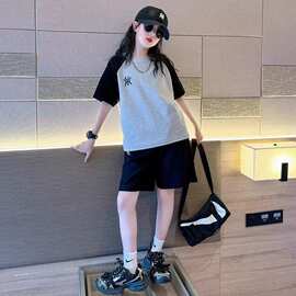 女童夏装运动套装2025新款女孩洋气宽松衣服大童韩系夏季时髦童装