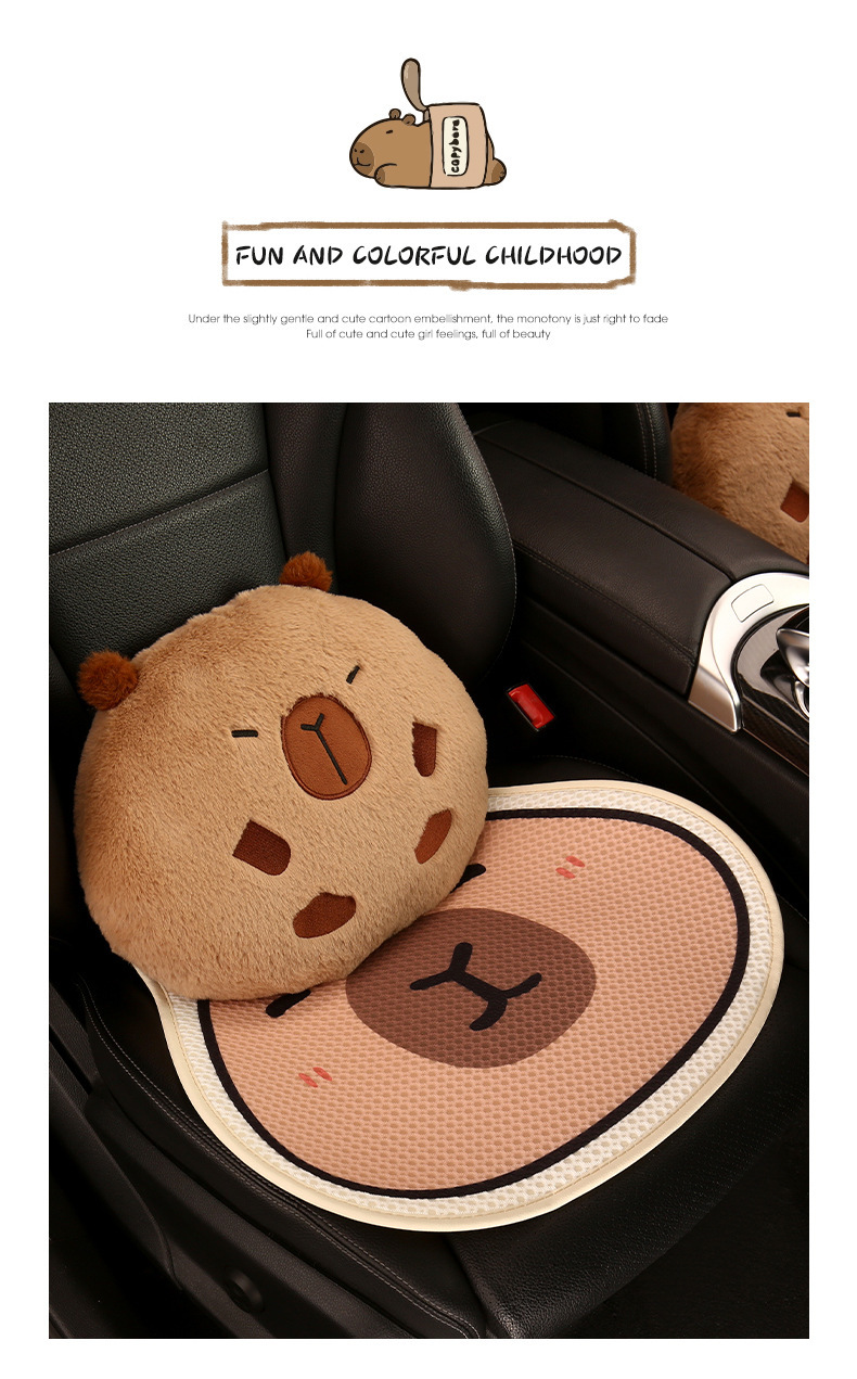 Kapibala Car Seat Cushion, Universal for All Seasons, Cute Half-Pack Seat Cushion Cover, Women's Rear Seat Cover, Single-Piece Seat Cover