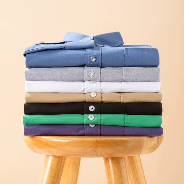 Spring and Autumn pure cotton solid color men's long-sleeved shirt breathable Oxford fabric anti-wrinkle trendy fashionable all-match breathable shirt men