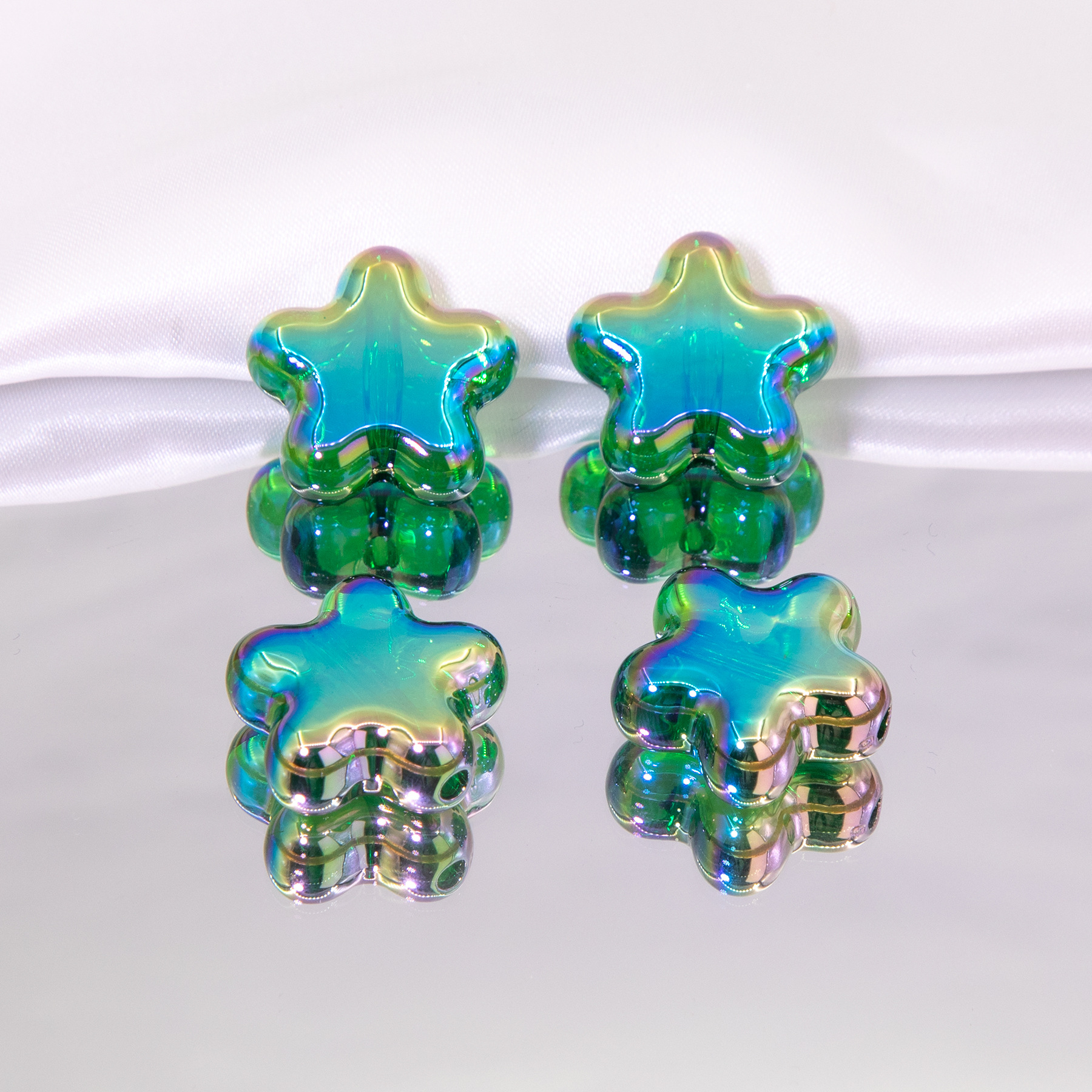 鼎奕冷月透明海星亚克力diy珠子散珠电镀高亮手串项链diy饰品配件