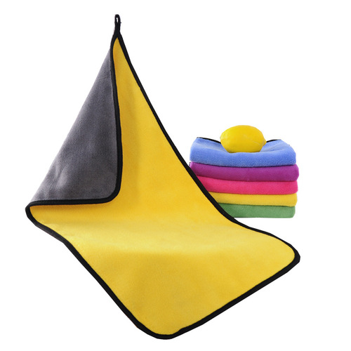 Dual-sided Two-color Wash Car Towel Coral Fleece Thick Car Wiping Towel Water-absorbent Car Towel Hand Towel scouring pad