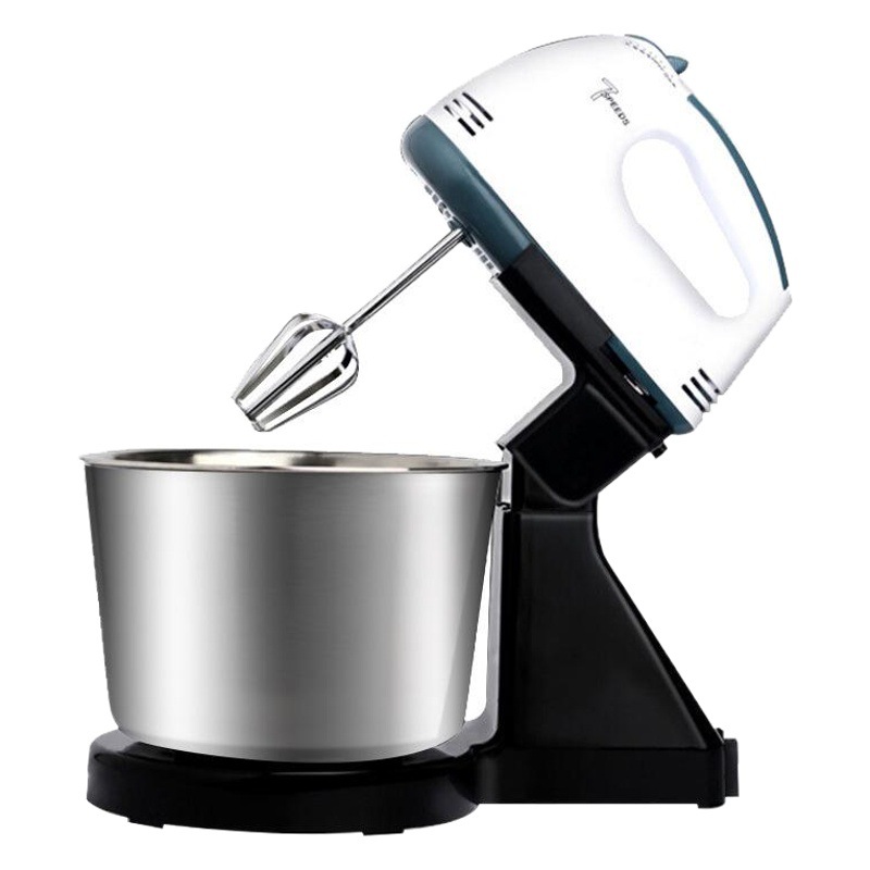 Batidor de huevo de escritorio eléctrico doméstico con barril de acero inoxidable batidor de huevo batidor de crema para hornear pastel mezclador de masa
