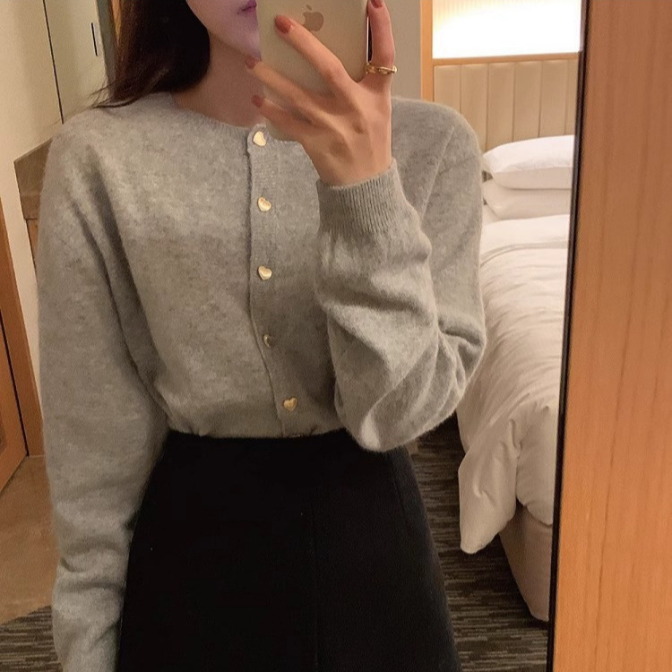 25 Autumn/Winter Wool Velvet Women's Cardigan Knitted Sweater Top, Chanel Style Round Neck Long Sleeve Sweater, Versatile Long Sleeve Jacket