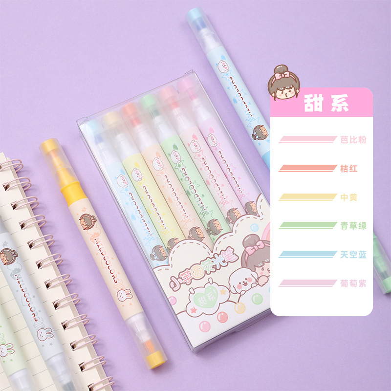 Tarot redondo doble cabeza puntero de dibujos animados estudiantes niños marcador de color puntero de marca clave cuentas de mano puntero