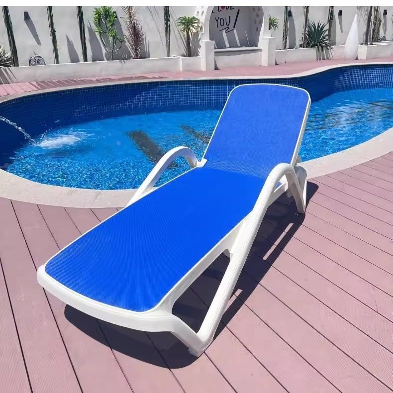 Silla de playa al aire libre de plástico de aluminio de madera maciza mesa de té piscina ajustable silla plegable cama de spa image 11