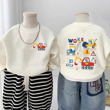 中大童秋冬季男童加绒加厚圆领纯棉卫衣休闲舒适女童长袖上衣服