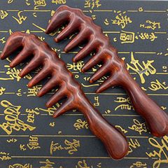 Green Sandalwood Massage Comb, Household Meridian Unblocking Long-tooth Wave-shaped Sandalwood Massage Comb for Wholesale