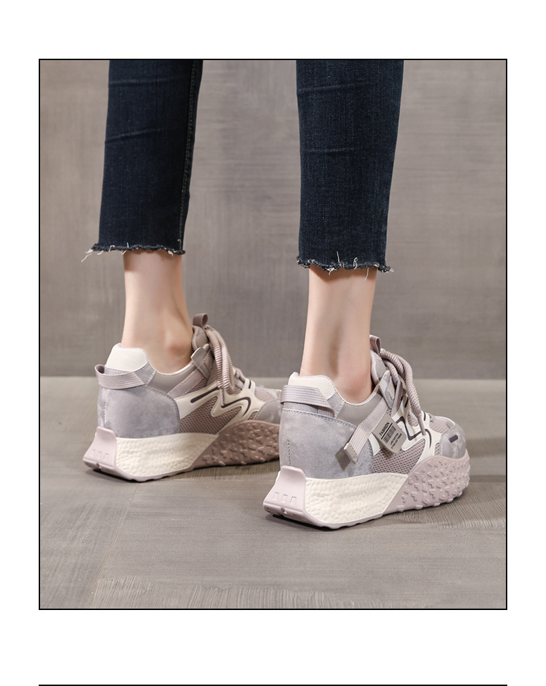 Giày sneaker nữ đế dày tăng chiều cao lưới thoáng khí phong cách thể thao — màu be chi tiết 15