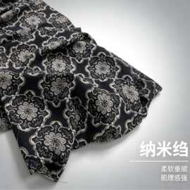 复古纳米绉提花印花布料连衣裙女装肌理感春夏新面料【厂家直供】