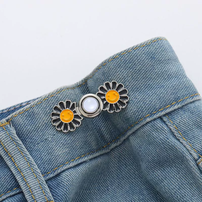 Nail-Free Removable Waist Buckle Pair, Flat-Bottom Seamless Buttons for Pants & Skirts, Assorted Designs