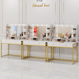 Internet Celebrity Light Luxury Photo Studio Makeup Table with Lights, Makeup Table for Wedding Dress Shop, Barber Shop, Nail Salon Makeup Table