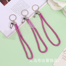 粉色水钻手机挂绳链子diy轻奢镶钻手腕带钥匙扣包包挂饰批发
