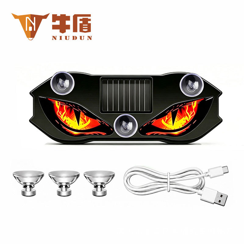 Cross-Border Automotive Led Wireless Solar Devil's Eye Light Triangular Window Decorative Light No-Wiring Interior Atmosphere Light