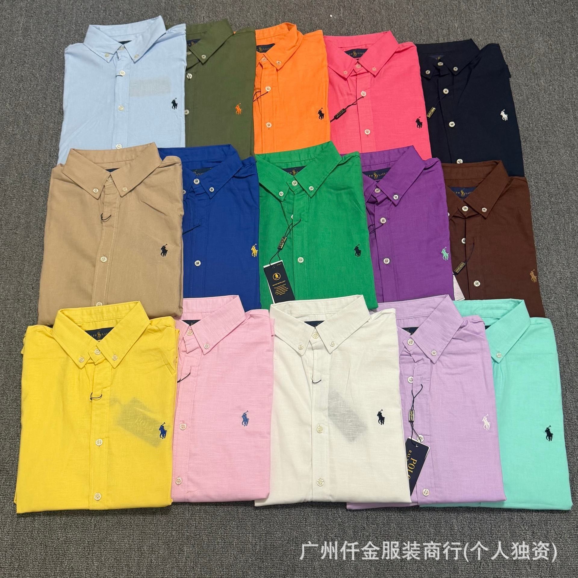 Cross-Border Rl Scanable Qr Code Ralph Linen Shirt, Unisex Style with Small Horse Logo Embroidery, Old Money Fashion Brand Linen Shirt