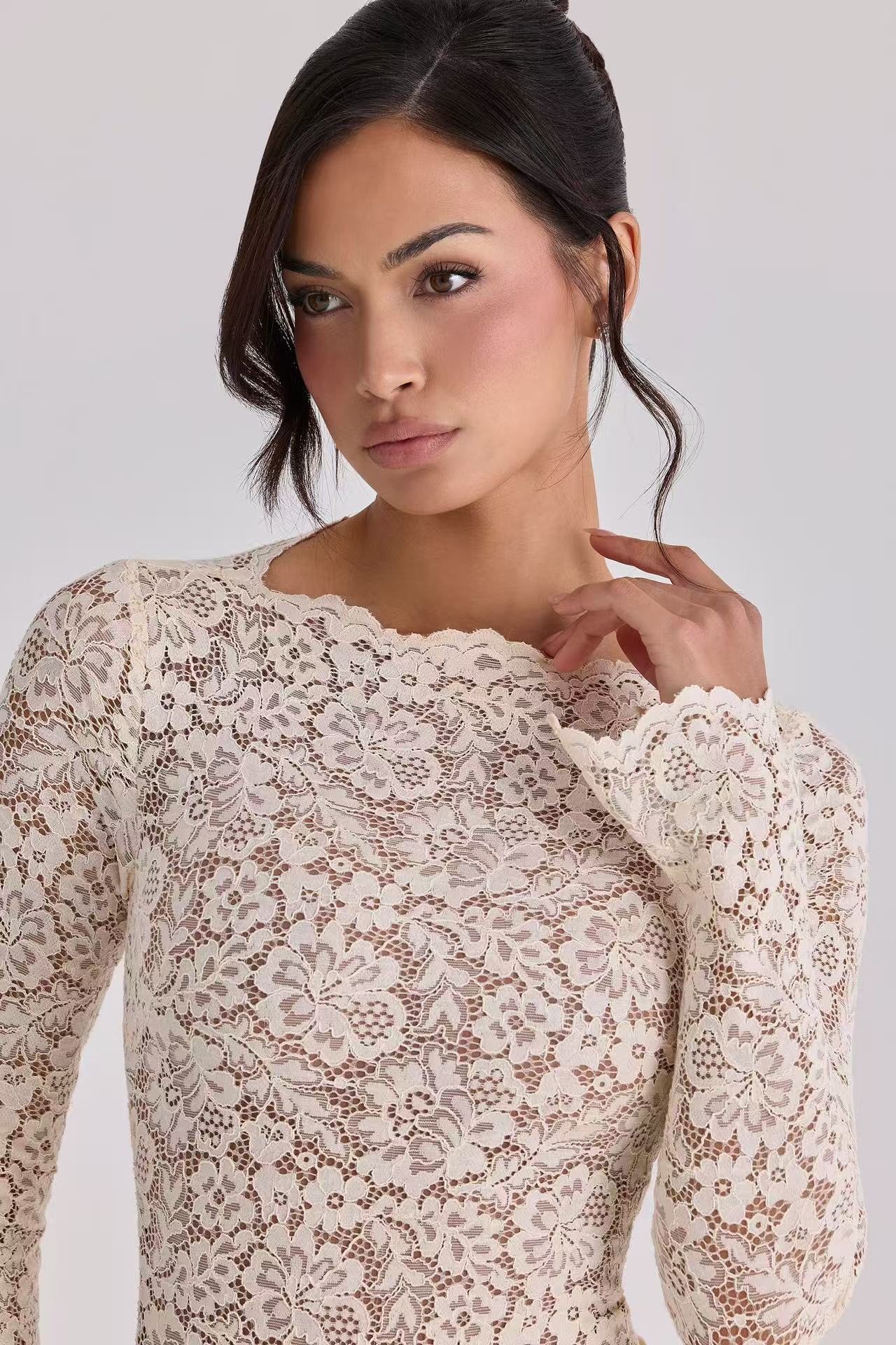 Women's Sexy Lace See Through Patchwork Bodycon Skirt Fashion Satin Pleated Fishtail Elegant_ecoleips.com