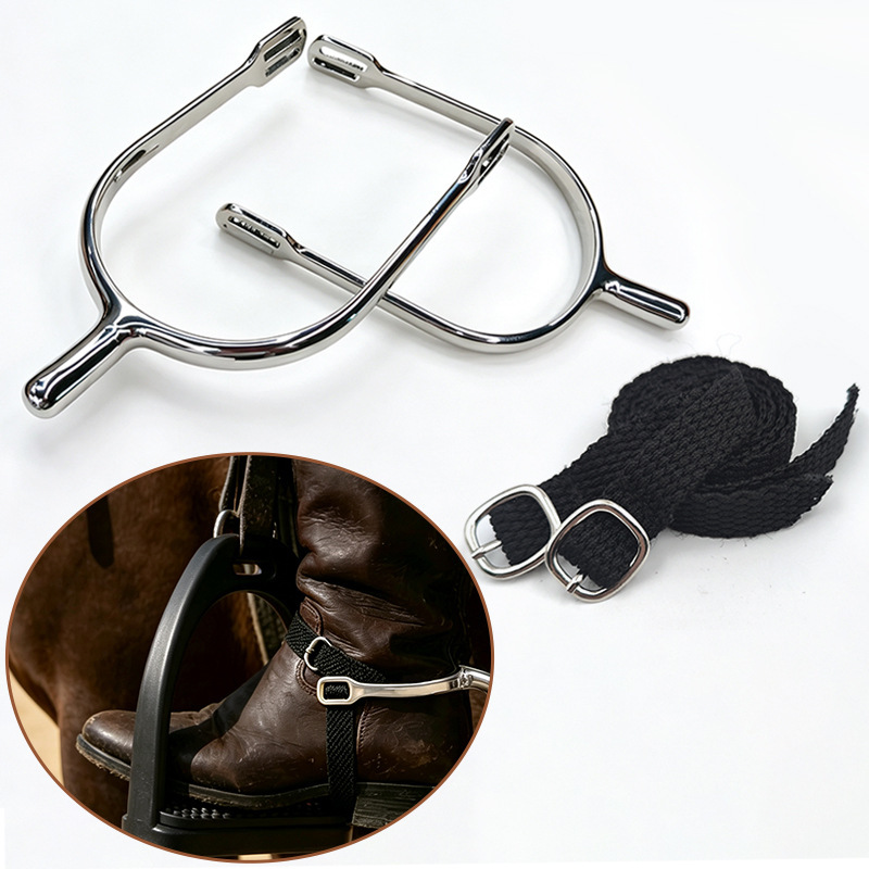 Cross-border equestrian spurs with webbing strap set, alloy spurs, spurs with straps, in-stock equestrian supplies and equipment wholesale Cross-border equestrian spurs with webbing strap set, alloy spurs, spurs with straps, in-stock equestrian supplies and equipment wholesale