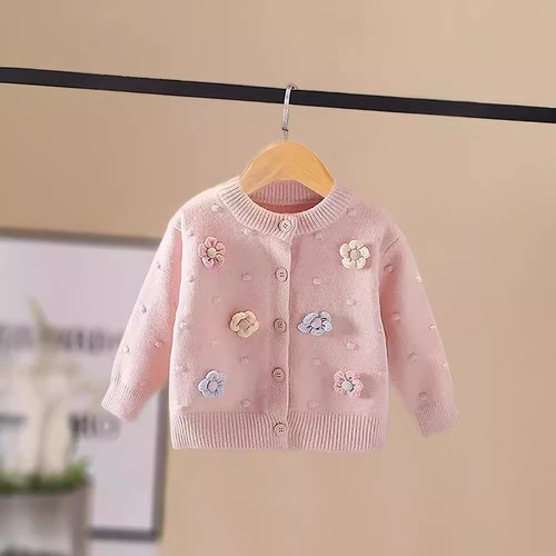 Women's Spring and Autumn Knit Cardigan New Middle and Small Children's Sweater Little Girl Children's Top Fashion Outerwear