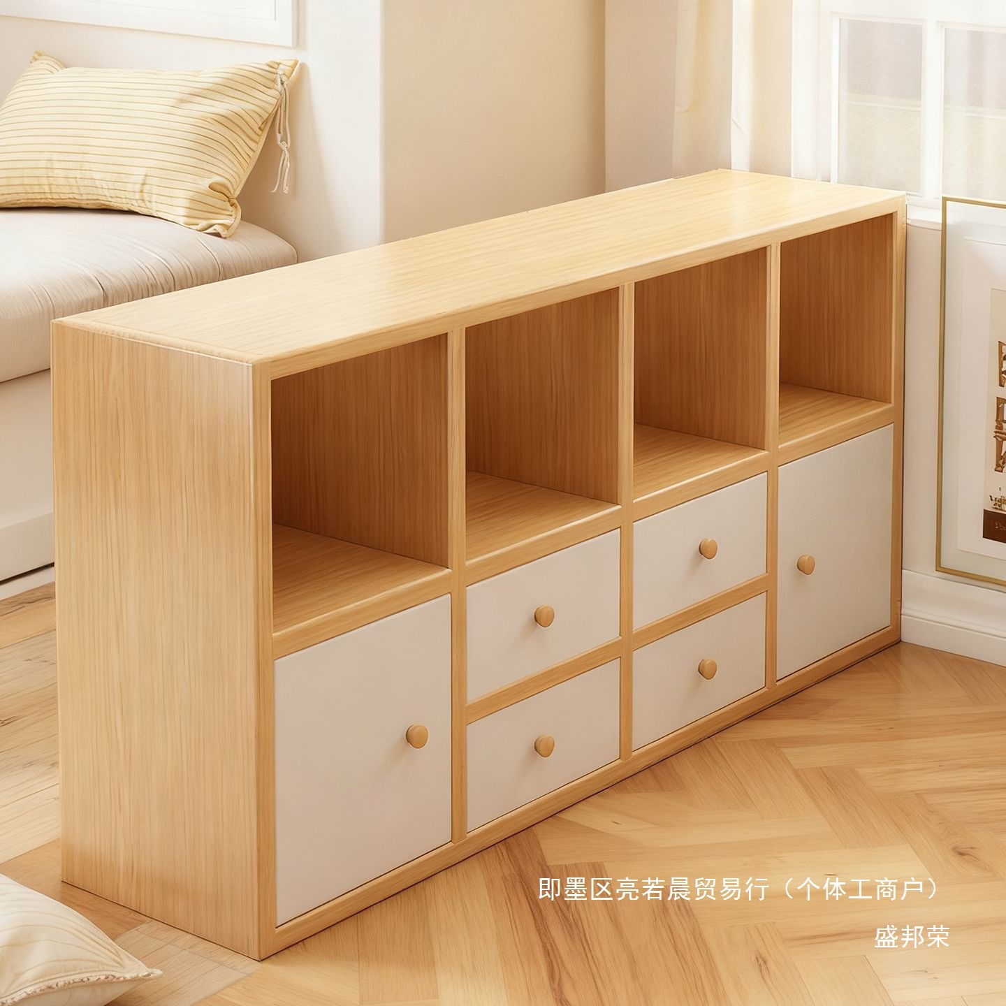 Factory Direct Sales Bookcase with Cabinet Door Storage Cabinet Floor-Standing Storage Cabinet Living Room Simple Bookshelf Solid Wood Storage Cabinet