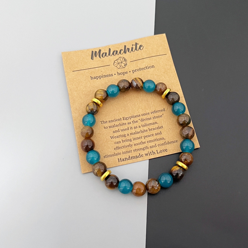 Temu Xiyin Tk Cross-Border Popular Bracelet Tiger Eye Stone, Blue Stone Men's Power Bracelet Yiwu Spot Wholesale