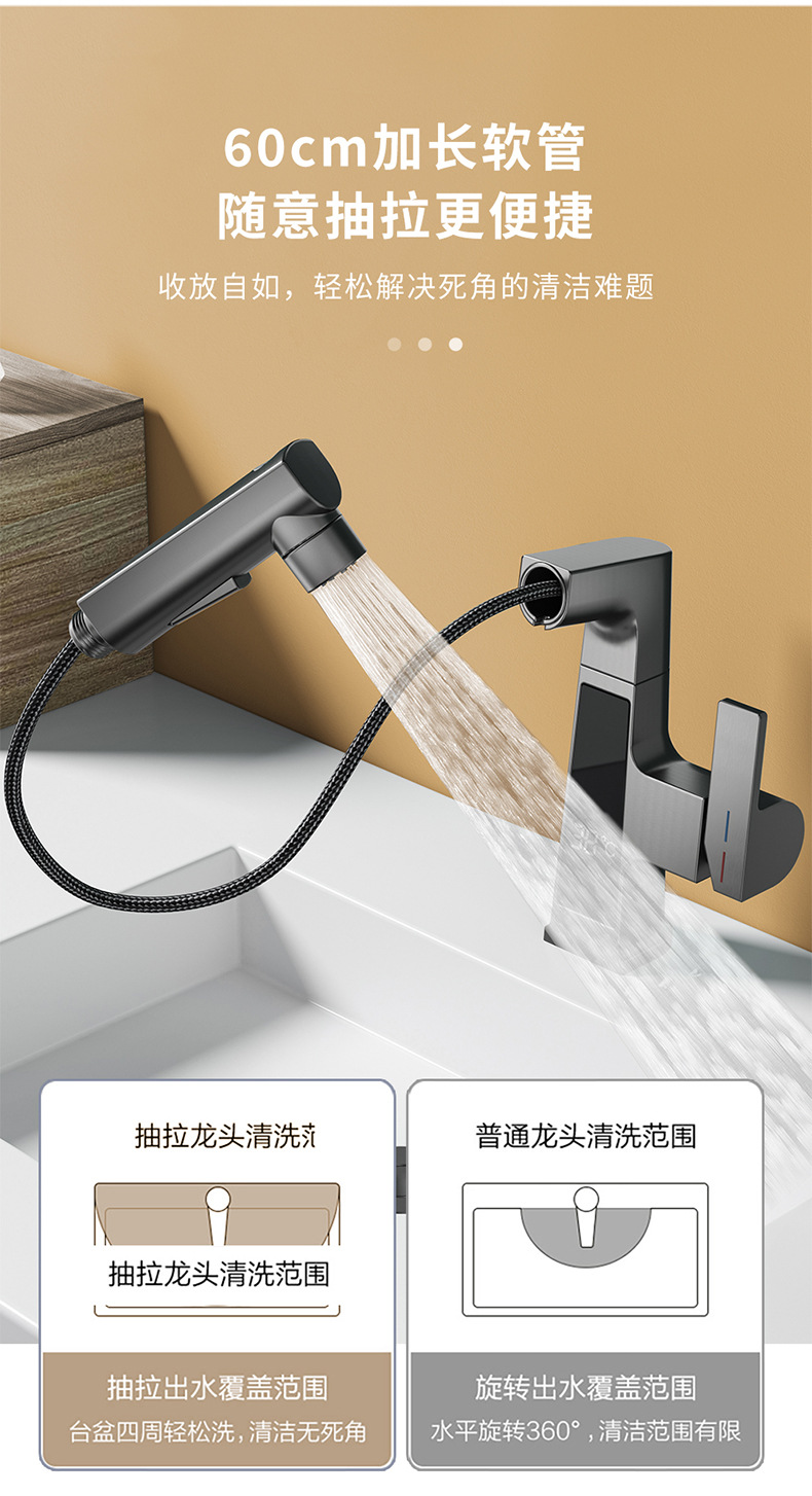 【 E-commerce dropshipping 】 Bathroom washbasin, washbasin, rotating, lifting, pull-out digital display faucet undefined