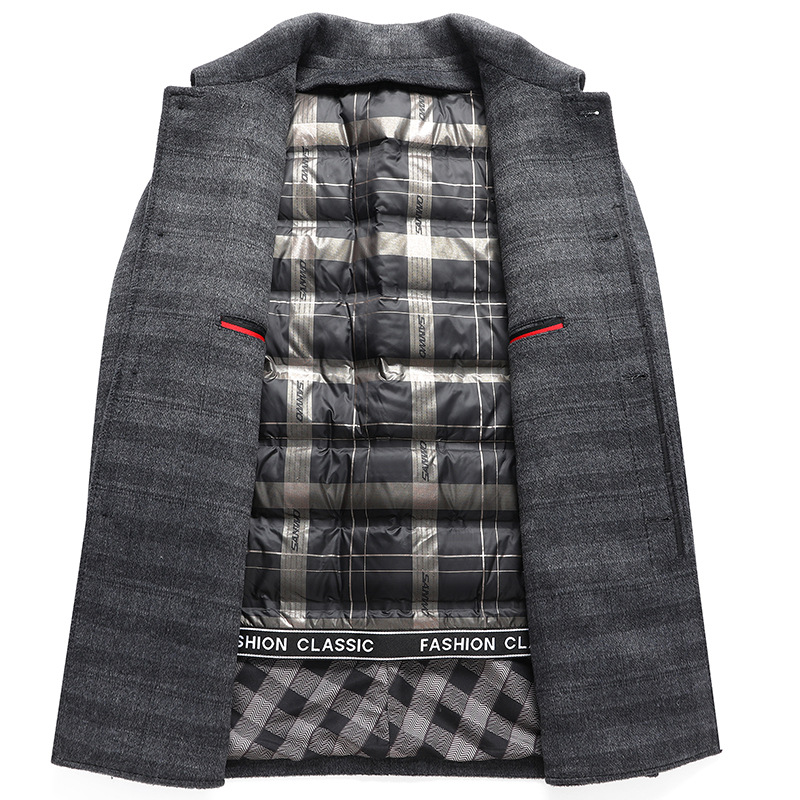 Laishibert Otoño e Invierno Nuevo forro de doble cara abrigo de lana engrosada de los hombres de mediana edad y ancianos solapa abrigo de lana