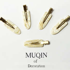 新款简约水滴形无痕发夹大理石纹刘海夹高端碎发卡夹子发饰