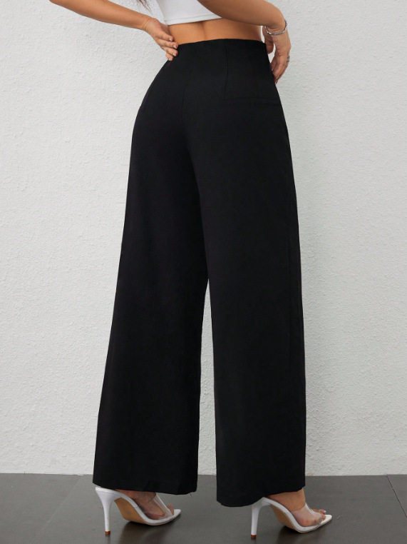 Pantaloni a gamba larga donna autunnali casual fluidi sfiancati_voghion.com