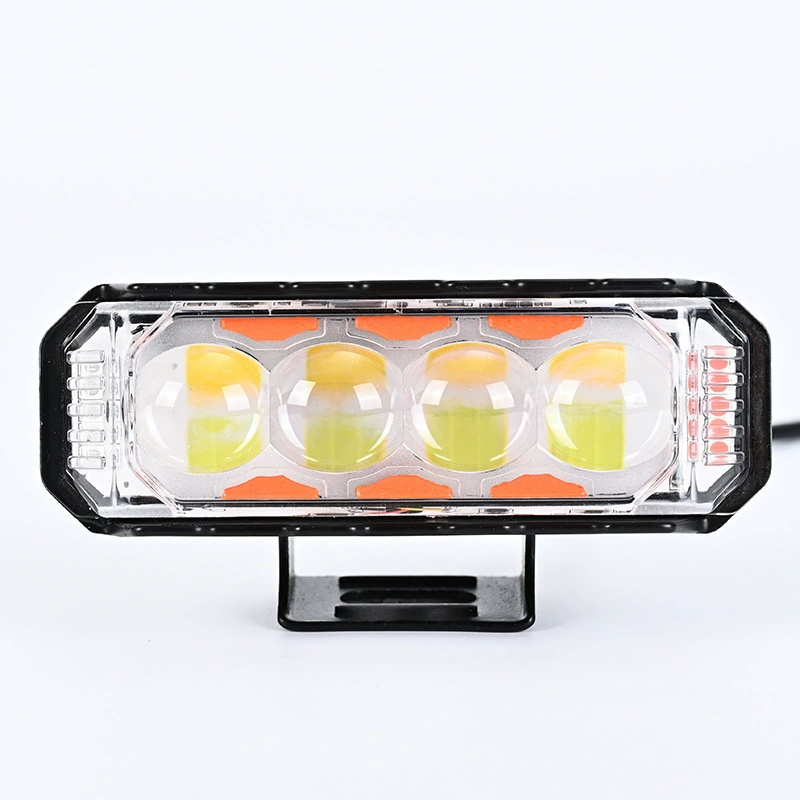 Водонепроницаемые светодиодные автомобильные фары, прожекторы для мотоциклов, трехсторонние четырехшариковые светоизлучающие линзы, двойные яркие фары, передние модифицированные фары для электромобилей