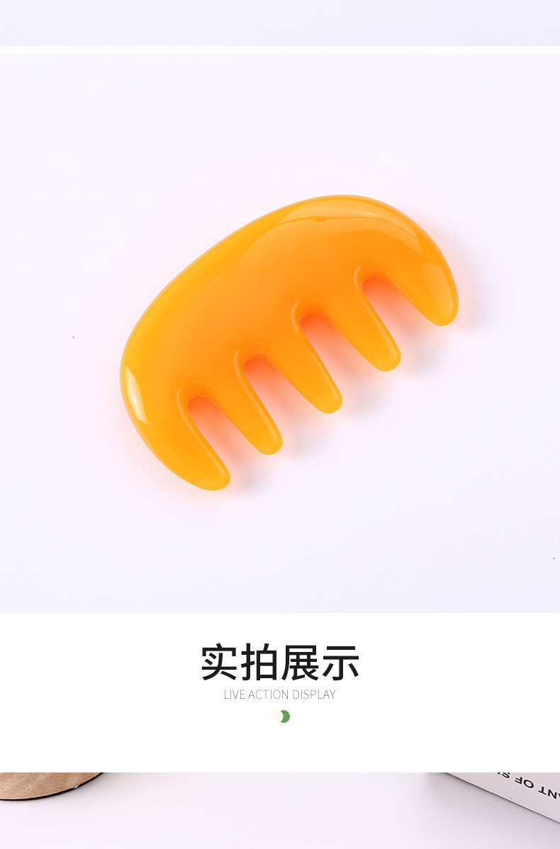 Resin Scalp Massage Comb 5-Tooth Meridian Brush Portable Head Wellness Tool in use