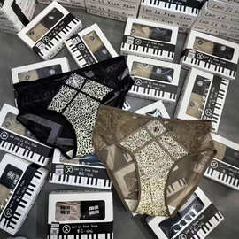 萝莉仙仙豹纹性感女士内裤中腰网纱冰丝高弹镂空心机三角内裤女