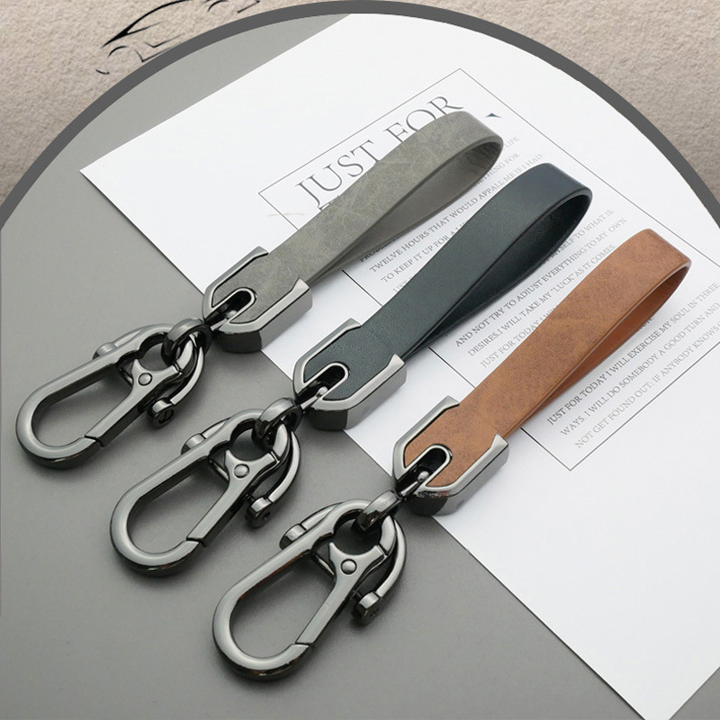 New high-end leather-coated men's car keychain, multifunctional anti-lost key ring with a premium feel