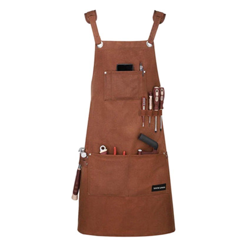 Comercio exterior delantal de lona gruesa logotipo personalizado tienda de hornear leche té cafetería peluquería jardinería delantal al por mayor personalizado