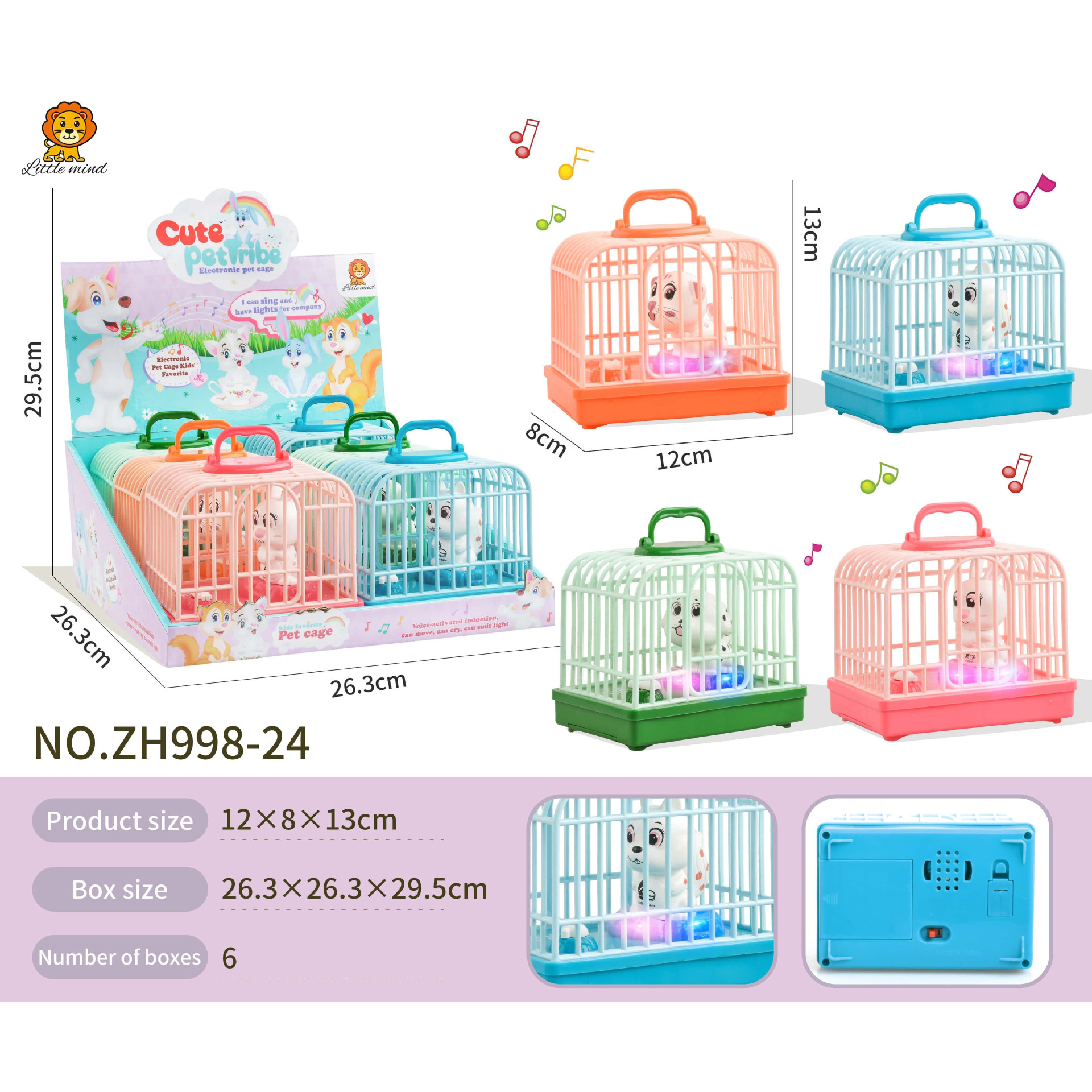 Jaula de Pájaros de Simulación con Control de Voz, Plástico, Sonido y Luz, para Niños